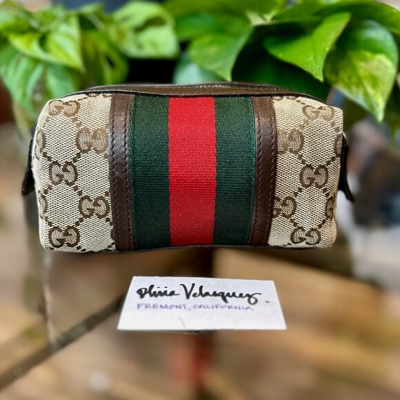 Gucci GG Canvas Vintage Web Cosmetic Pouch - Picture 1 of 11